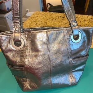 Shiny Gray Fossil Bag